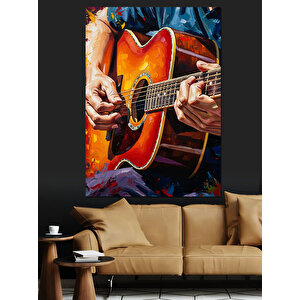 Akustik Gitar Çalan Adam Dekoratif Kanvas - Mdf Ahşap Tablo 50x70 cm