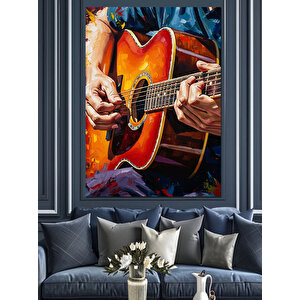 Akustik Gitar Çalan Adam Dekoratif Kanvas - Mdf Ahşap Tablo 50x70 cm