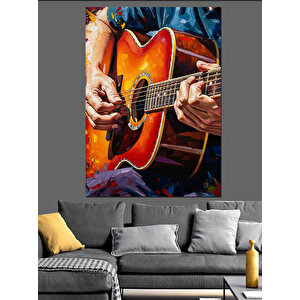 Akustik Gitar Çalan Adam Dekoratif Kanvas - Mdf Ahşap Tablo 50x70 cm