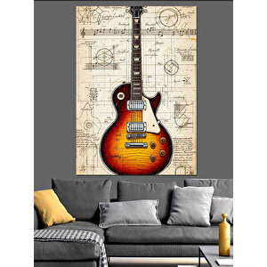 Elektro Gitar Teknik Şema Dekoratif Kanvas - Mdf Ahşap Tablo 25x35 cm