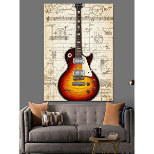 Elektro Gitar Teknik Şema Dekoratif Kanvas - Mdf Ahşap Tablo 25x35 cm