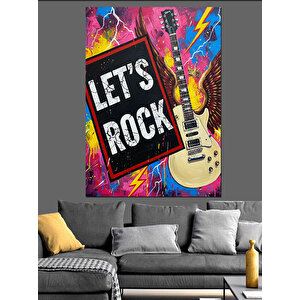 "haydi Rock Yapalım" Gitar Dekoratif Kanvas - Mdf Ahşap Tablo 70x100 cm
