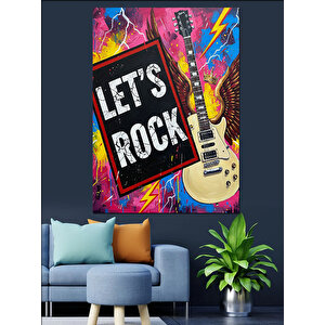"haydi Rock Yapalım" Gitar Dekoratif Kanvas - Mdf Ahşap Tablo 70x100 cm