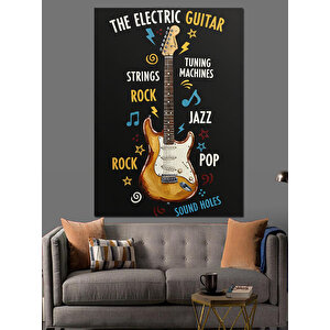 Elektro Gitar Müzik Türleri Dekoratif Kanvas - Mdf Ahşap Tablo 70x100 cm