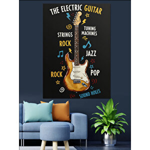 Elektro Gitar Müzik Türleri Dekoratif Kanvas - Mdf Ahşap Tablo 70x100 cm