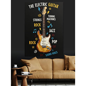 Elektro Gitar Müzik Türleri Dekoratif Kanvas - Mdf Ahşap Tablo 70x100 cm