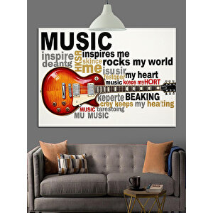 Müzik Ve Gitar Sloganları Dekoratif Kanvas - Mdf Ahşap Tablo 50x70 cm