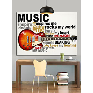 Müzik Ve Gitar Sloganları Dekoratif Kanvas - Mdf Ahşap Tablo 50x70 cm