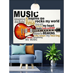 Müzik Ve Gitar Sloganları Dekoratif Kanvas - Mdf Ahşap Tablo 50x70 cm