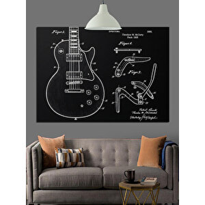 Gitar Şeması Teknik Çizim Dekoratif Kanvas - Mdf Ahşap Tablo 50x70 cm