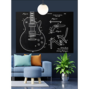 Gitar Şeması Teknik Çizim Dekoratif Kanvas - Mdf Ahşap Tablo 50x70 cm