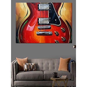 Kırmızı Elektro Gitar Müzik Dekoratif Kanvas - Mdf Ahşap Tablo 25x35 cm
