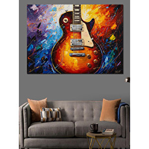 Elektrik Gitar Soyut Suluboya Dekoratif Kanvas - Mdf Ahşap Tablo 50x70 cm