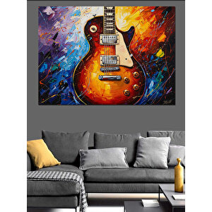 Elektrik Gitar Soyut Suluboya Dekoratif Kanvas - Mdf Ahşap Tablo 50x70 cm