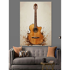Klasik Akustik Gitar Müzik Dekoratif Kanvas - Mdf Ahşap Tablo 100x140 cm