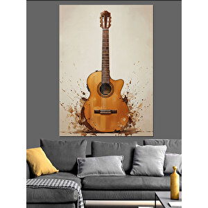 Klasik Akustik Gitar Müzik Dekoratif Kanvas - Mdf Ahşap Tablo 100x140 cm