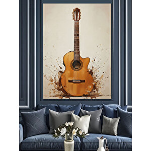 Klasik Akustik Gitar Müzik Dekoratif Kanvas - Mdf Ahşap Tablo 100x140 cm