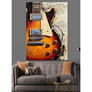 Elektro Gitar Müzik Posteri Dekoratif Kanvas - Mdf Ahşap Tablo 70x100 cm