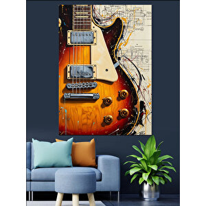 Elektro Gitar Müzik Posteri Dekoratif Kanvas - Mdf Ahşap Tablo 70x100 cm