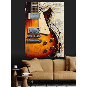 Elektro Gitar Müzik Posteri Dekoratif Kanvas - Mdf Ahşap Tablo 70x100 cm