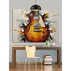 Soyut Gitar Sanat Boyama Dekoratif Kanvas - Mdf Ahşap Tablo 100x140 cm
