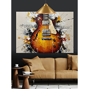 Soyut Gitar Sanat Boyama Dekoratif Kanvas - Mdf Ahşap Tablo 100x140 cm