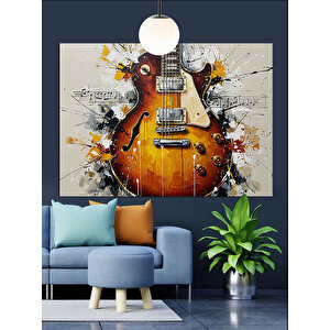 Soyut Gitar Sanat Boyama Dekoratif Kanvas - Mdf Ahşap Tablo 70x100 cm