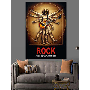 Gitar Çalan Vitruvius Adamı Dekoratif Kanvas - Mdf Ahşap Tablo 70x100 cm