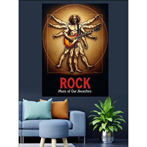 Gitar Çalan Vitruvius Adamı Dekoratif Kanvas - Mdf Ahşap Tablo 70x100 cm