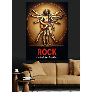 Gitar Çalan Vitruvius Adamı Dekoratif Kanvas - Mdf Ahşap Tablo 35x50 cm