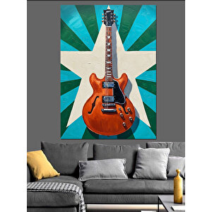 Elektrik Gitar Müzik Yıldız Dekoratif Kanvas - Mdf Ahşap Tablo 70x100 cm