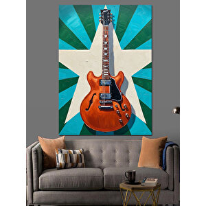 Elektrik Gitar Müzik Yıldız Dekoratif Kanvas - Mdf Ahşap Tablo 70x100 cm