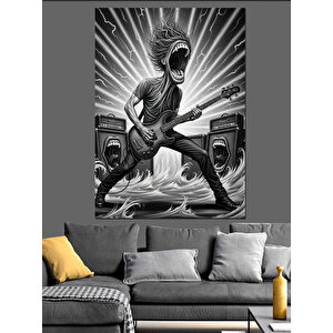 Gitar Çalan Çılgın Adam Dekoratif Kanvas - Mdf Ahşap Tablo 50x70 cm