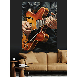 Gitar Çalan Müzisyen Yakın Dekoratif Kanvas - Mdf Ahşap Tablo 50x70 cm