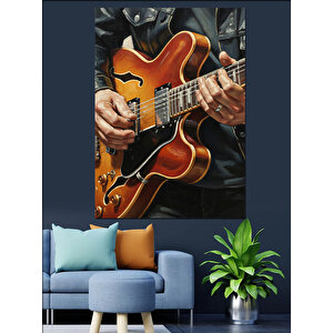 Gitar Çalan Müzisyen Yakın Dekoratif Kanvas - Mdf Ahşap Tablo 100x140 cm