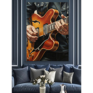Gitar Çalan Müzisyen Yakın Dekoratif Kanvas - Mdf Ahşap Tablo 100x140 cm
