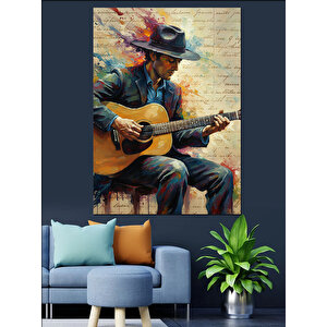 Gitar Çalan Adam Dekoratif Kanvas - Mdf Ahşap Tablo