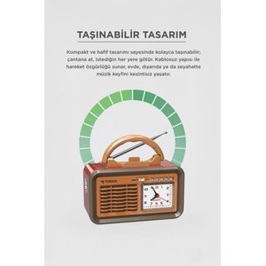 Bluetooth Hoparlör Nostaljik Radyo Kablosuz Speaker D60 Kırmızı