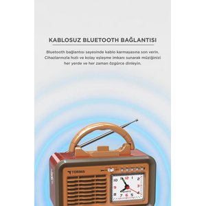 Bluetooth Hoparlör Nostaljik Radyo Kablosuz Speaker D60 Kırmızı