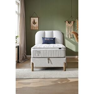 Bohem Prime Tek Kişilik Uyku Seti – Pocket Yaylı Yatak, Sandıklı Baza, Başlık 3 Lü Set 120x200 cm