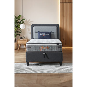 Gisele Tek Kişilik Sandıklı Baza + Full Ortopedik Antibakteriyel Pedli Yatak + Başlık  3 Lü Set 90x190 cm