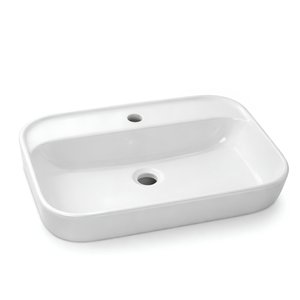 Turavit Loft Dikdörtgen Tezgâh Üstü Batarya Delikli Beyaz Lavabo 60x40 Cm Lft0710