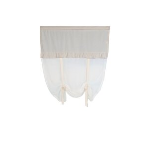 Naturel Potlu Tül Perde Retro Krem Fırfırlı 120x200 cm