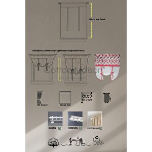 Naturel Potlu Tül Perde Spring Fırfırlı Çiçek 100x200 cm