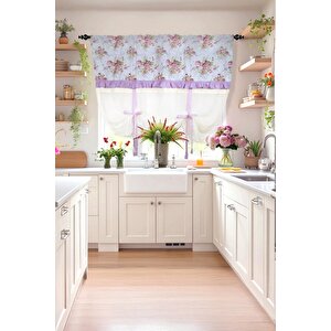 Potlu Tül Perde Provence Fırfırlı Rose Lila 100x200 cm