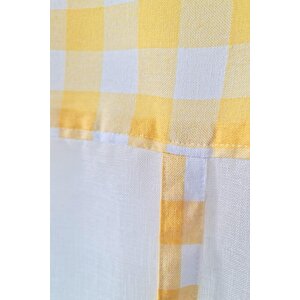 Naturel Potlu Ekose Tül Perde Retro Sarı 200x200 cm