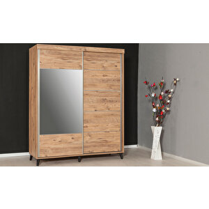 Plane Sürgülü Gardrop - Ceviz