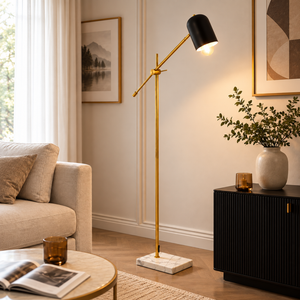 Ahren Siyah Eskitme Retro Başlıklı Modern Dekoratif Köşe Lambader