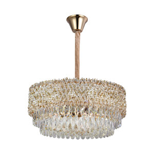Liana 60 Lik Gold Kaplamalı Modern Tasarım Salon Kristal Sarkıt Avize