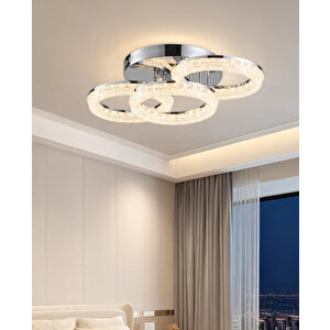 Gomez 3'lü Krom 96 Watt Plafonyer 3 Renkli Led Avize